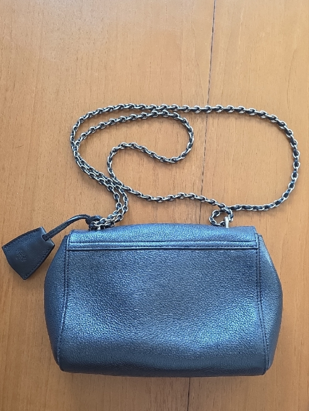 Mulberry Midnight/Navy Pebbled Leather Shoulder Bag with Silver Turnlock - Picture 8 of 11